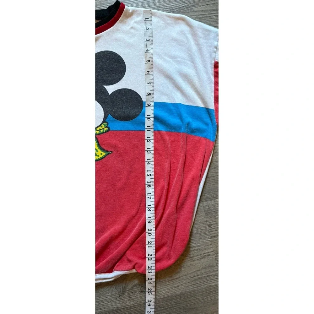 Vintage Disney Mickey Mouse Sunday Comics Shirt USA Color Block Dolman Sleeve L